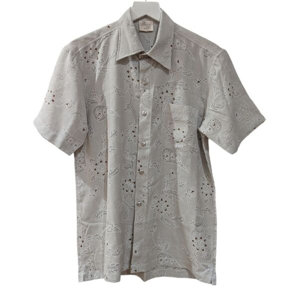 VERSACE DOLM Italy Color Linen Casual Short Sleeve Button Down Shirt Men's S - Picture 1 of 5